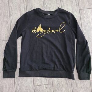 Magical Women's Black & Gold Castle Graphic Sweatshirt Size M